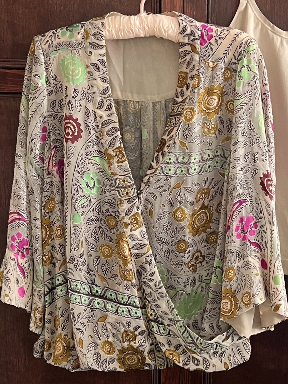 ANTHROPOLOGIE X FLOREAT FAUX WRAP BLOUSE WITH THE TANK SIZE M